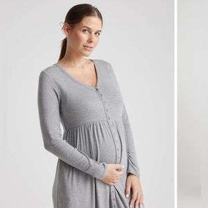 Hatch Maternity /Nursing Grey Ribbed Dress